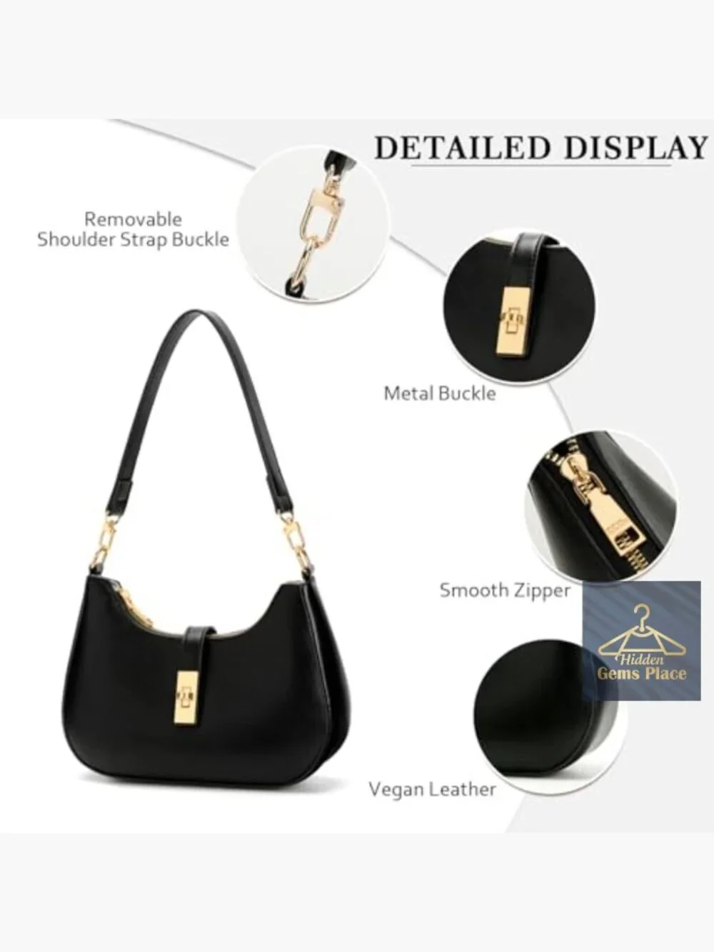 Faux Leather Hobo Handbag Crossbody Purse Shoulder Bag with Chain Strap